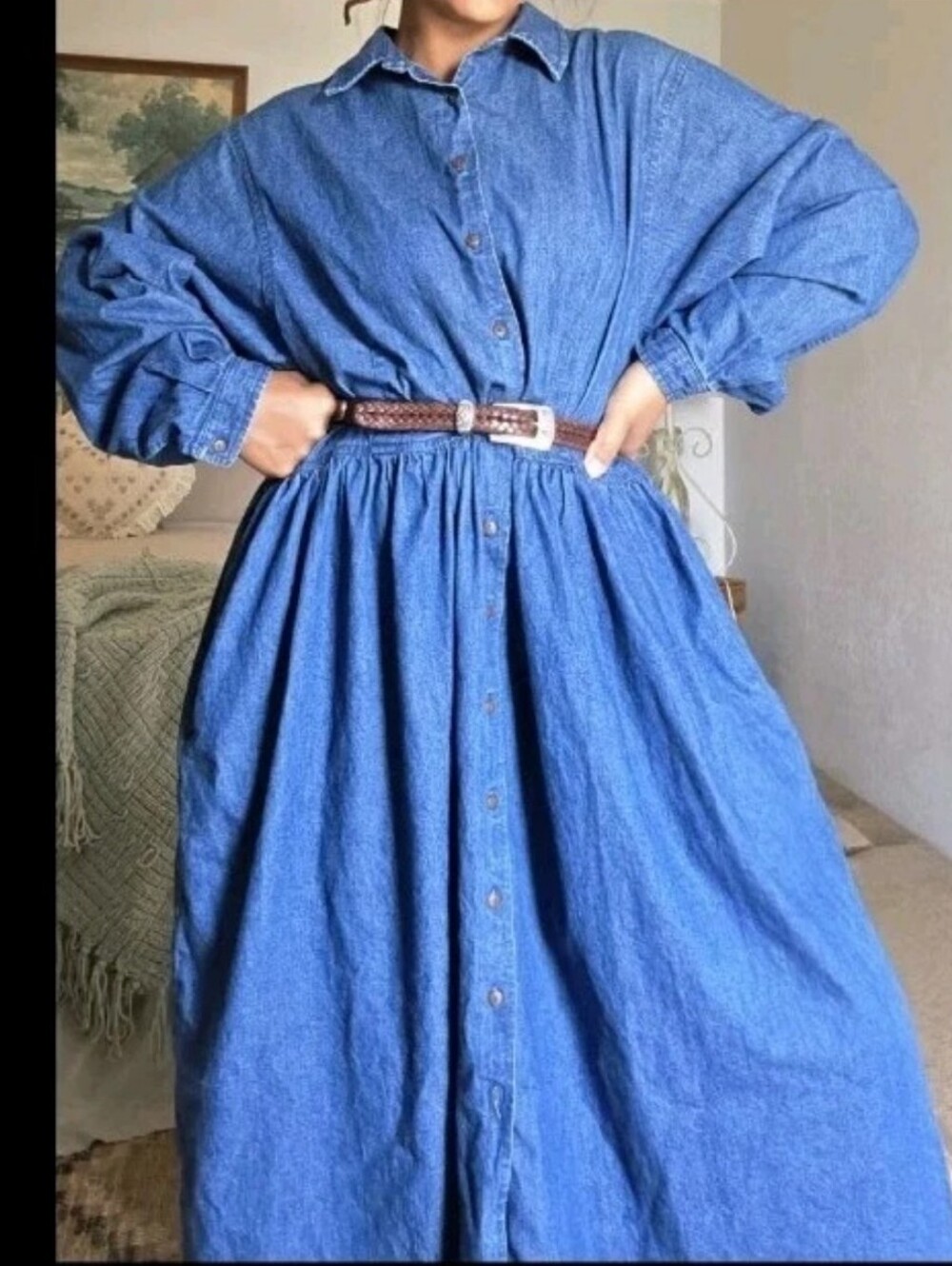 Vintage Eddie Bauer Maxi Denim Dress  Size XL